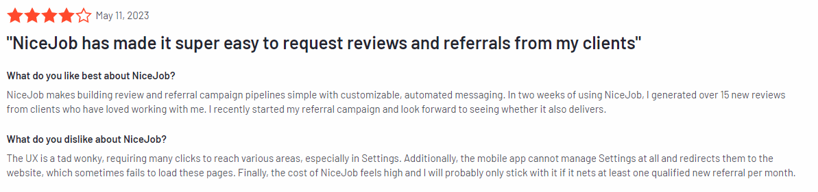 Customer feedback about NiceJob