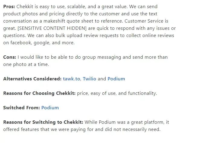 Customer feedback about Chekkit