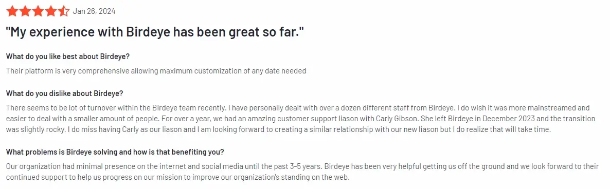 Customer feedback about Birdeye