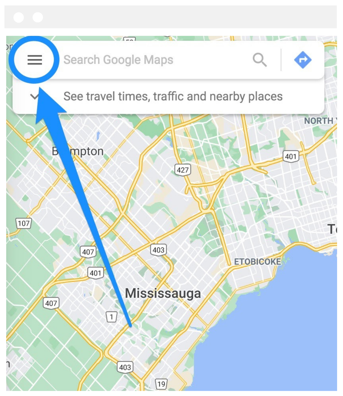 Google Maps menu options
