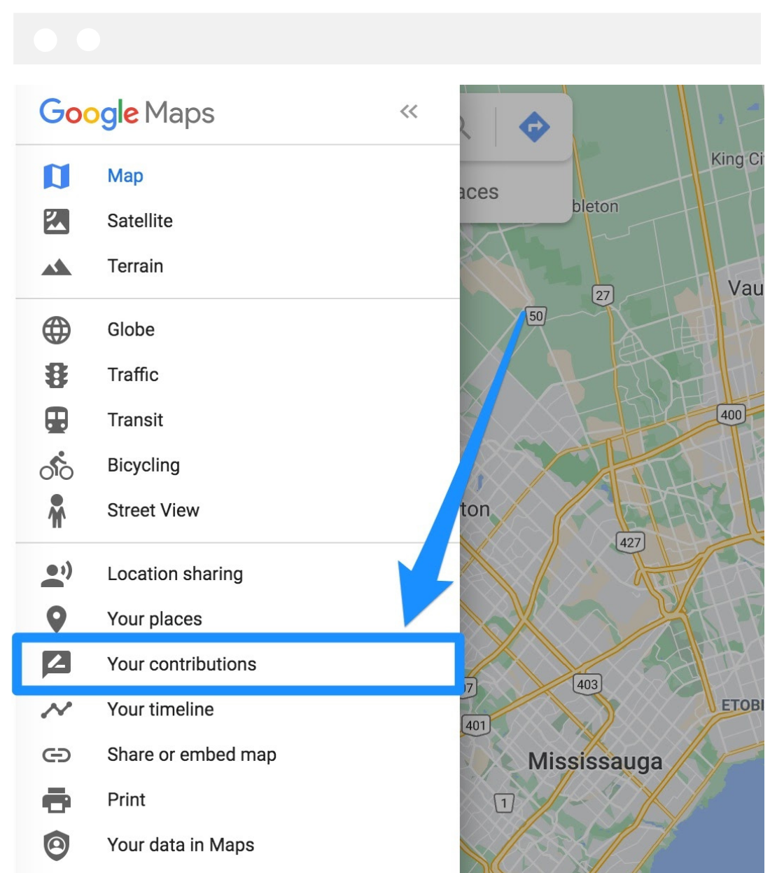 Google Maps contributions option
