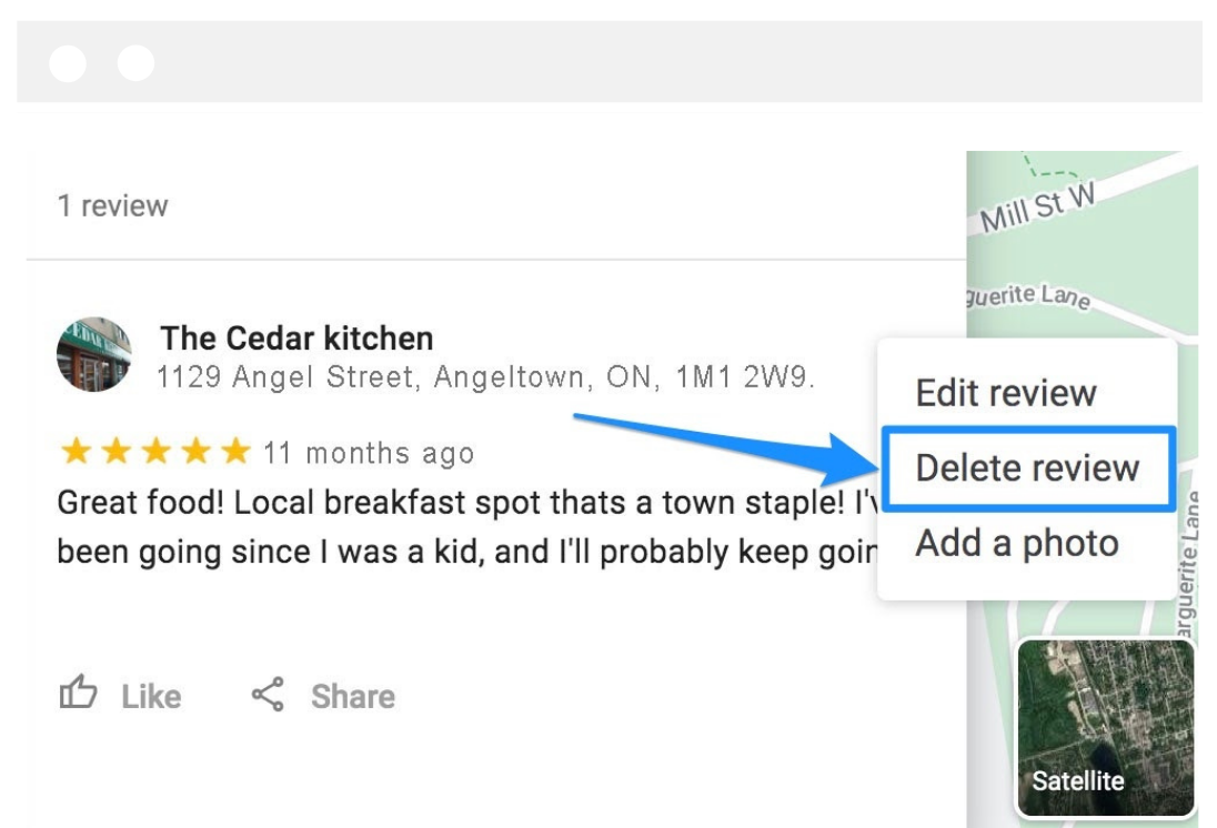 Google Maps edit or delete review