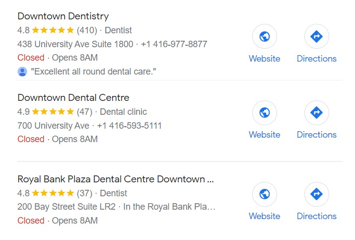 Google Rankings for Dentists