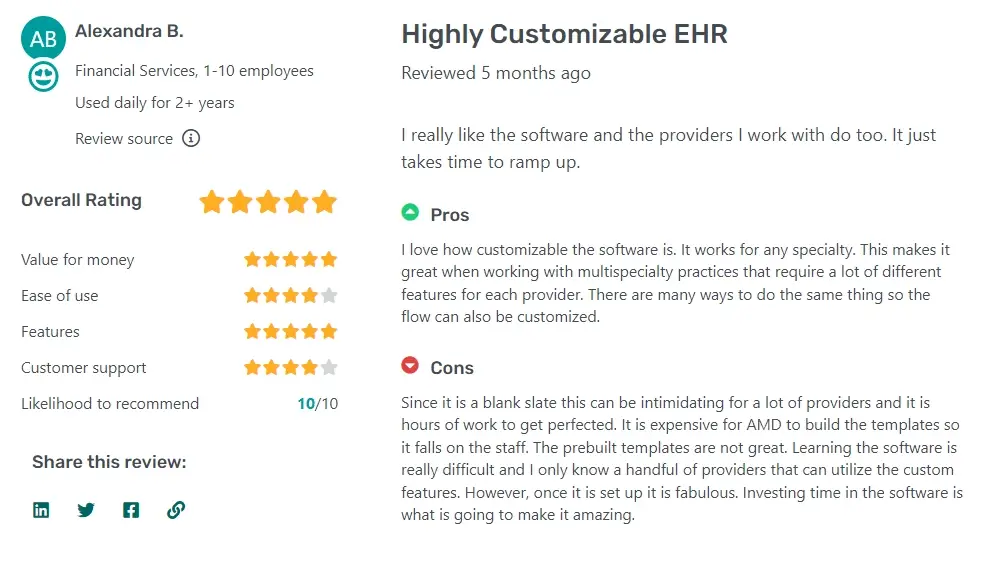Customer Review of AdvancedMD