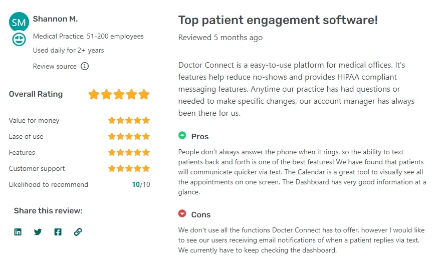 Customer Feedback on DoctorConnect