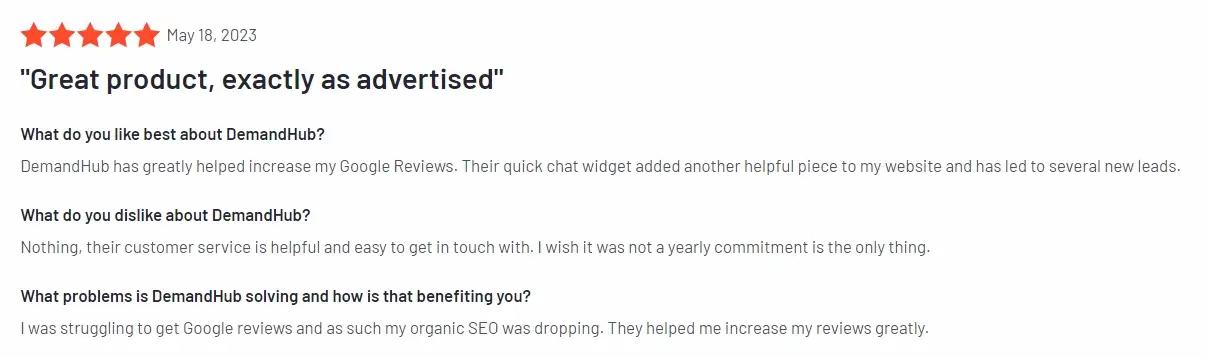 Customer feedback about DemandHub