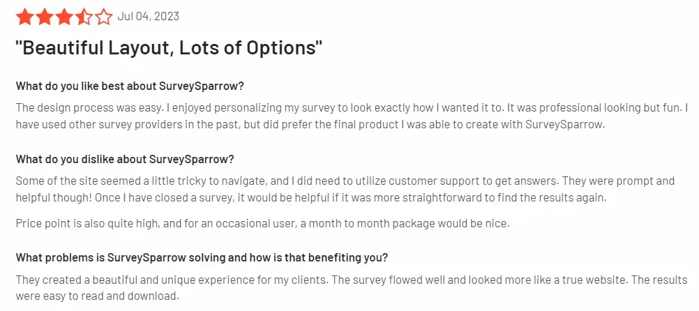 Good and bad about SurveySparrow