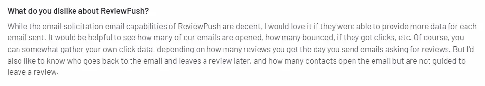 Dislikes of ReviewPush