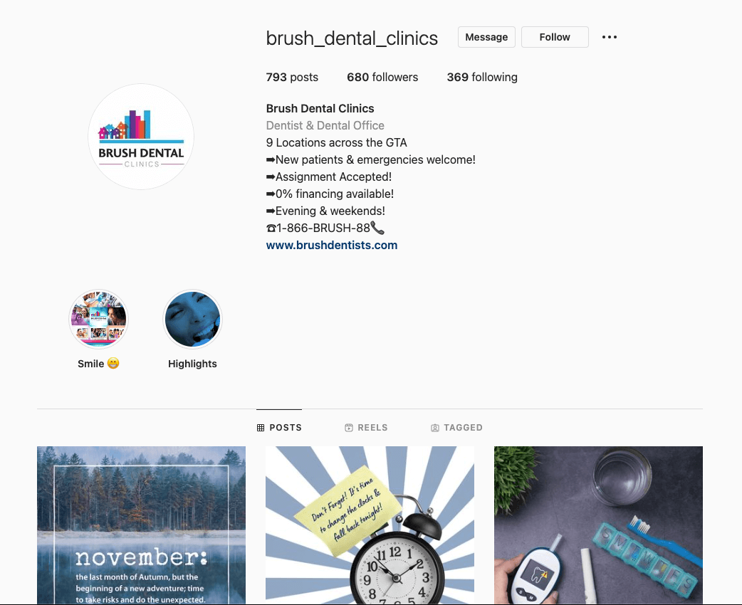 Brush Dentists Instagram