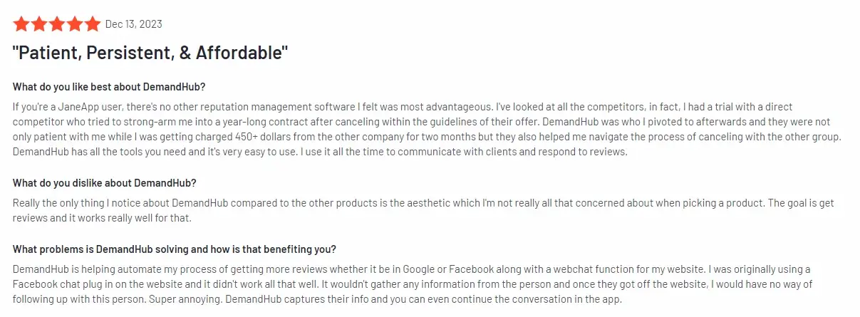 Customer feedback about DemandHub