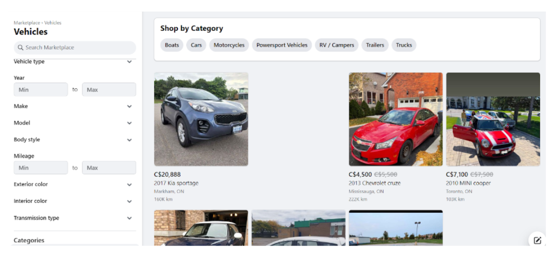 Facebook Marketplace for automotive