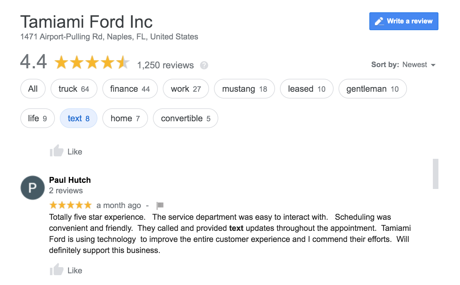 Tamiami Ford review example