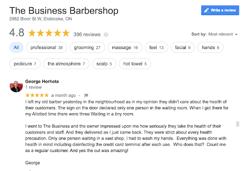 The Business review example