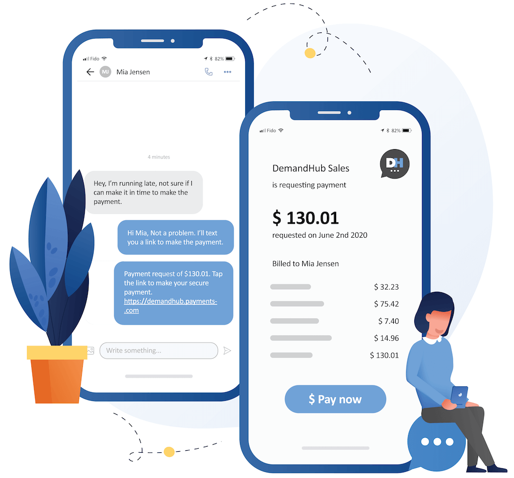 Contactless payments with text messaging